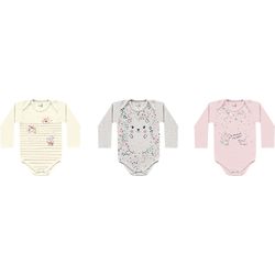 Kit 3 Bodys Manga Longa Kiko Baby Bebê Feminino Ta... - Nilza Baby Kids