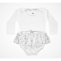 Body Manga Longa Kiko Baby Bebê Feminino Branco co... - Nilza Baby Kids