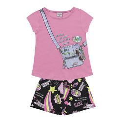 Conjunto Fakini Infantil Feminino 4-6-8 - Rosa - P... - Nilza Baby Kids