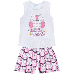 Pijama Kyly Bebê Feminino Estampa Coruja Brilha no... - Nilza Baby Kids