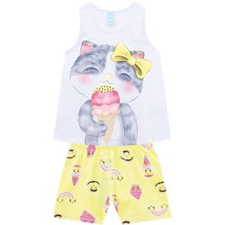 Pijama Kyly Feminino Infantil Estampa Gatinho Tama... - Nilza Baby Kids