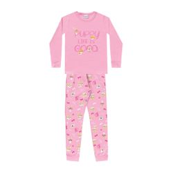 Pijama Manga Longa Fakini Feminino 4 ao 10 Rosa Cl... - Nilza Baby Kids