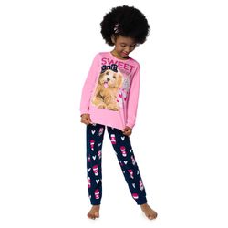 Pijama Manga Longa Feminino Kyly 4-6-8 Rosa - Cach... - Nilza Baby Kids