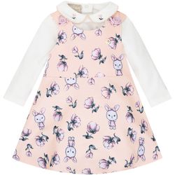 Salopete com Body Milon Bebê Feminino Rosê com Beg... - Nilza Baby Kids