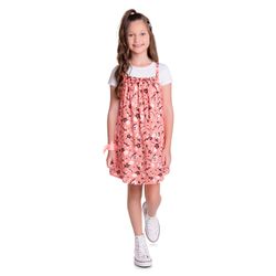 Vestido com Blusa Kyly Infantil 4-6-8 - Laranja Ne... - Nilza Baby Kids