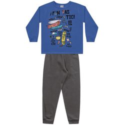 Conjunto Moletom Fakini Infantil Masculino Azul Ta... - Nilza Baby Kids