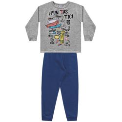 Conjunto Moletom Fakini Infantil Masculino Cinza T... - Nilza Baby Kids