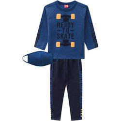 Conjunto Moletom com Máscara Kyly Bebê Masculino T... - Nilza Baby Kids