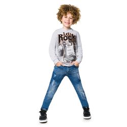 Camiseta Manga Longa Kyly 10 ao 16 Lets Rock Cinza... - Nilza Baby Kids