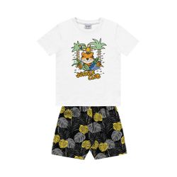 Conjunto Fakini Bebê Masculino P-M-G - Branco - Ti... - Nilza Baby Kids