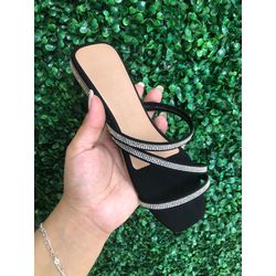 Rasteirinha Brilho Preto - Nina Store Multimarcas