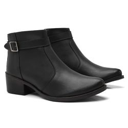 Bota Feminina Cano Curto Tira Lateral Fivelinha Ca... - NINE4 STORE