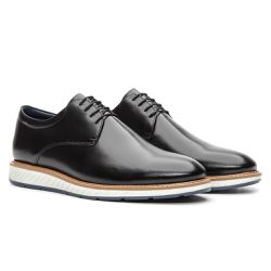 Sapato Casual Derby Premium Liso em Couro - Preto ... - NINE4 STORE