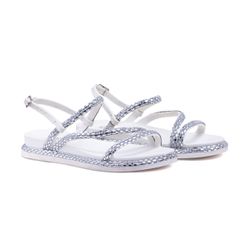 Sandália Feminina Papete Casual Tiras Finas Strass... - NINE4 STORE