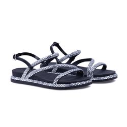 Sandália Feminina Papete Casual Tiras Finas Strass... - NINE4 STORE