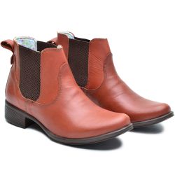 Bota Cano Curto Botinha Em Couro Calce Fácil Elást... - NINE4 STORE