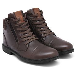 Bota Coturno Casual em Couro Soft Premium Confortá... - NINE4 STORE