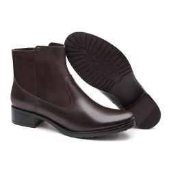 Bota Cano Curto Nine4 Coturno Em Couro Macio - Caf... - NINE4 STORE