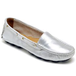 Mocassim Feminino Drive Casual Em Couro - PRATA - ... - NINE4 STORE