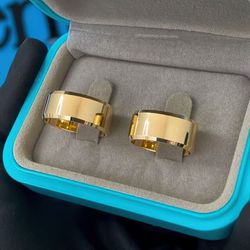 Par de Alianças Casamento Ouro 18k Amarelo 8mm Cha... - Nosso Sentimento