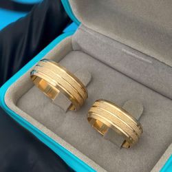 Par de Alianças Casamento Ouro 18k Amarelo 8mm Cha... - Nosso Sentimento