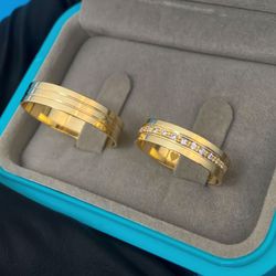 Par de Alianças Casamento Ouro 18k Amarelo 5mm Qua... - Nosso Sentimento