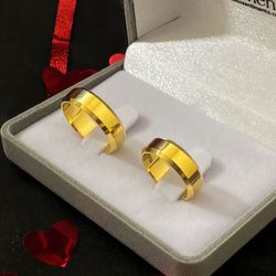 Par de Alianças Casamento Ouro 18k Amarelo 5mm Cha... - Nosso Sentimento