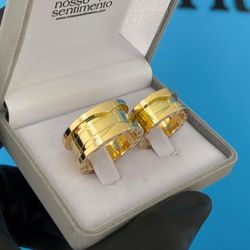 Par de Alianças Casamento Ouro 18k Amarelo 12mm/10... - Nosso Sentimento