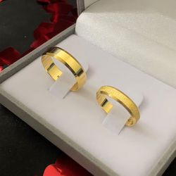 Par de Alianças Casamento Ouro 18k Amarelo 5mm/4mm... - Nosso Sentimento