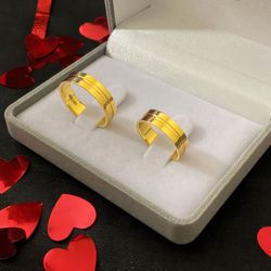Par de Alianças Casamento Ouro 18k Amarelo 4mm Qua... - Nosso Sentimento