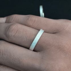 Par de Alianças Compromisso Prata 3mm Quadrada Di... - Nosso Sentimento