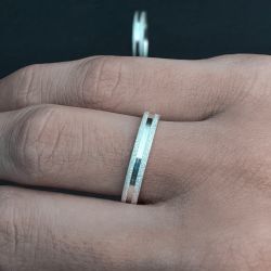 Par de Alianças Namoro Prata 3mm Quadrada Friso C... - Nosso Sentimento
