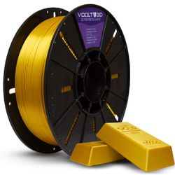 Filamento PLA Dourado V-Silk 1kg para Impressão 3D, acabamento metálico brilhante e cor dourada sofisticada.