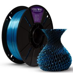 Filamento PLA Duo Color Azul e Preto 1kg para Impressão 3D, acabamento bicolor sofisticado e efeito vibrante.