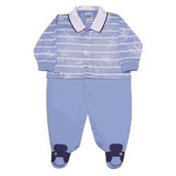 Macacão polo malha azul Sonho Mágico - 205 - Novelinhos Moda Infantil