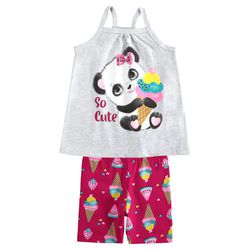 Conjunto blusa mescla panda e short rosa sorvetes ... - Novelinhos Moda Infantil