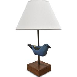 Abajur com Escultura de Pássaro Azul - 104101 - OFICINA DE AGOSTO