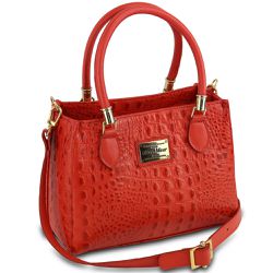 Bolsa Pasta Couro Legitimo Coral Croco Oliver Mour... - OLIVERMOUR