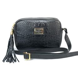 Bolsa Transversal Couro Legitimo Preta Croco Olive... - OLIVERMOUR