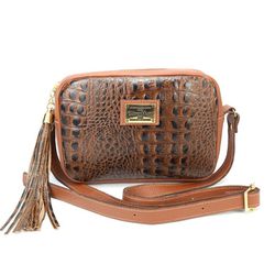 Bolsa Transversal Couro Legitimo Caramelo Croco Ol... - OLIVERMOUR