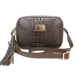 Bolsa Transversal Couro Legitimo Café Croco Oliver... - OLIVERMOUR