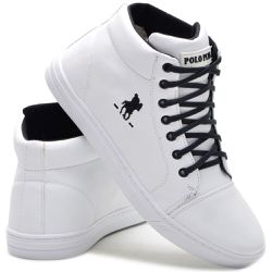 Tênis Masculino Botinha Cano Alto Sneaker Branco -... - Oplay Style