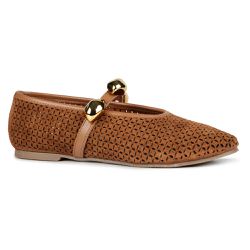Sapatilha Ballet Flat Paris Camurça Caramelo - 094... - ORCADE
