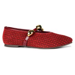 Sapatilha Ballet Flat Paris Camurça Vermelho - 094... - ORCADE