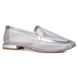 Mocassim Loafer Rebecca Tela Prata - 099215 C - ORCADE