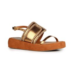 Sandália Flatform Greta Orcade Snake Metalizada Br... - ORCADE