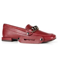 Mocassim Loafer Rebecca Orcade Corrente Bordô - 99... - ORCADE