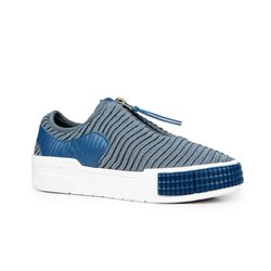 Tênis Bridget Knit Zíper Frontal Azul - 23101 U - ORCADE