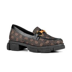 Mocassim Loafer Mindy Monograma Orcade Preto - 371... - ORCADE