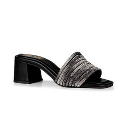 Sandália Mule Grazia Orcade Tira Strass Preta - 70... - ORCADE